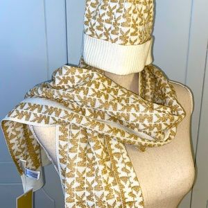 Michael Kors Gold & Beige Scarf and Hat set